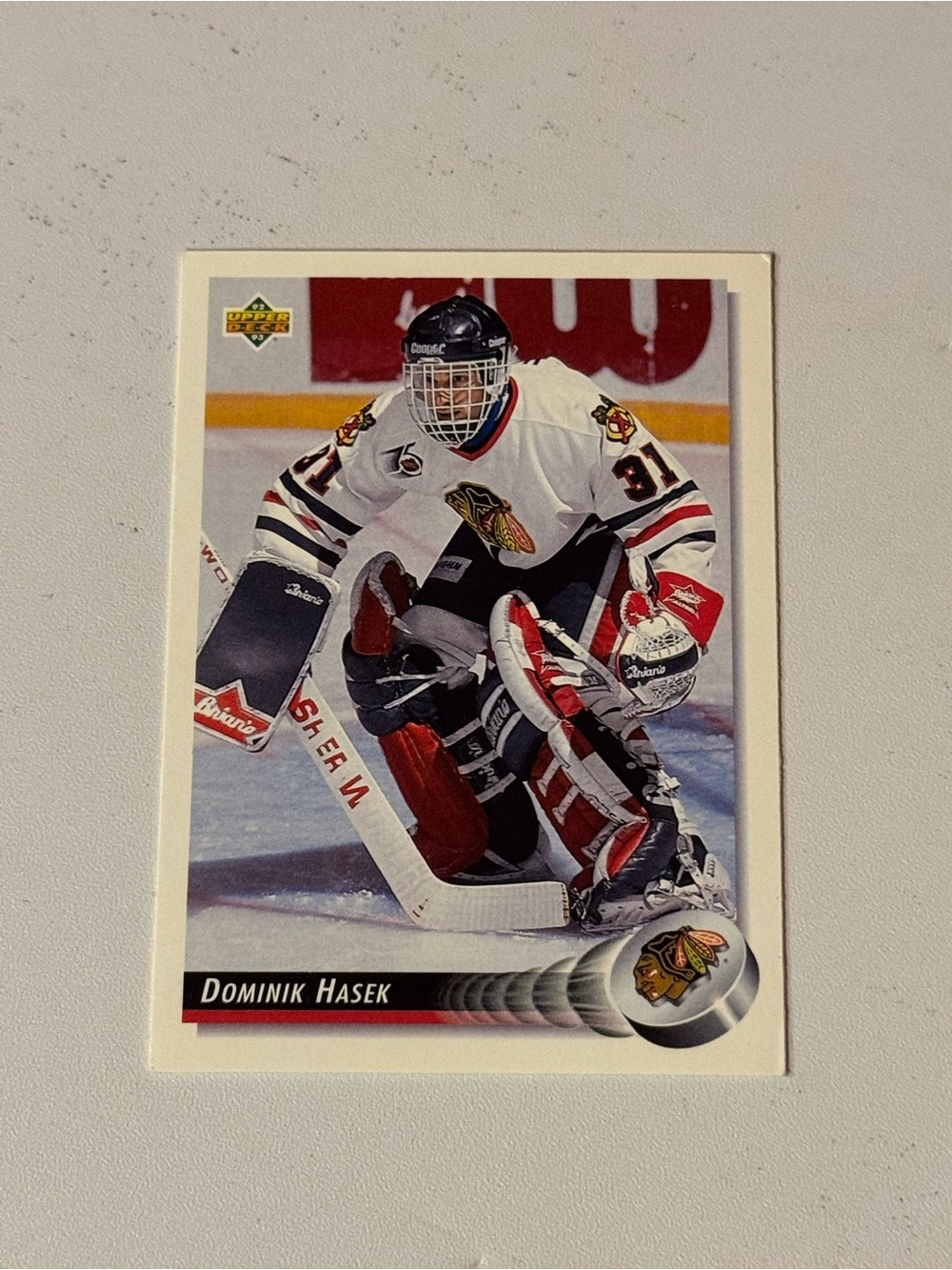 Dominik Hašek 1991‑92 Upper Deck Hockey Card #92 (Chicago Blackhawks)